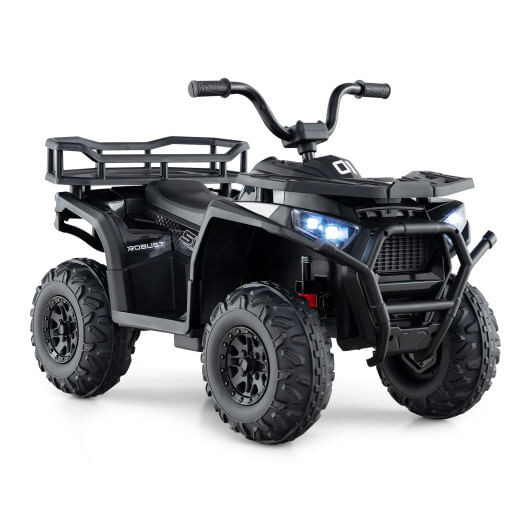 24V Kids Ride on Electric ATV Quad Car with Realistic Sounds and  LED Lights-Black - Color: Black D681-TQ10366US-DK