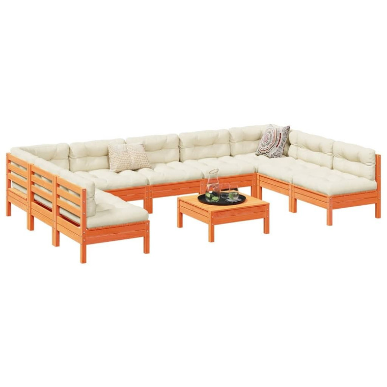 Garden Sofa Set Wax Brown Solid pine wood, Oxford fabric, PP cotton A949-3299600