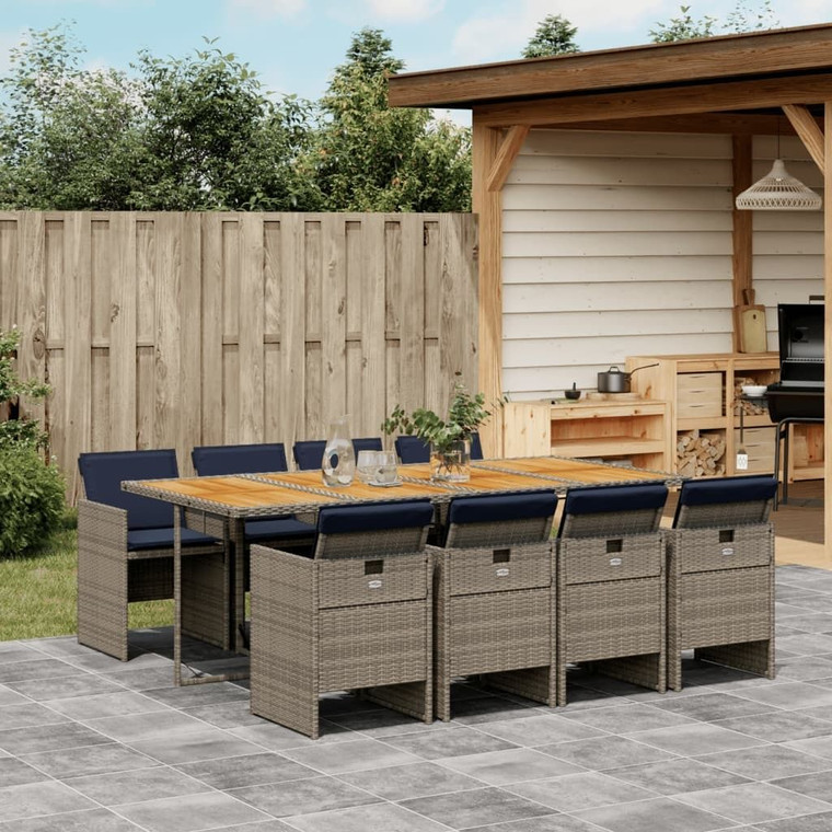 Patio Dining Set Set of 8 Gray, Brown, Navy Blue A949-3277696