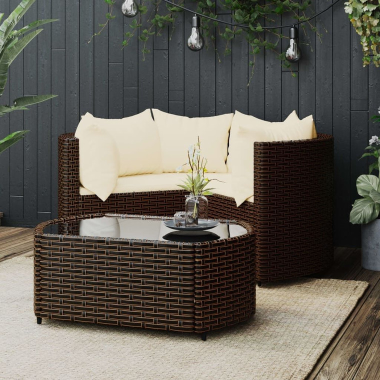Patio Lounge Set Set of 4 Brown PE Rattan 4 Piece Set A949-319760