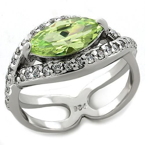 LOAS1225 - Rhodium 925 Sterling Silver Ring with AAA Grade CZ  in Apple Green color A874-LOAS1225