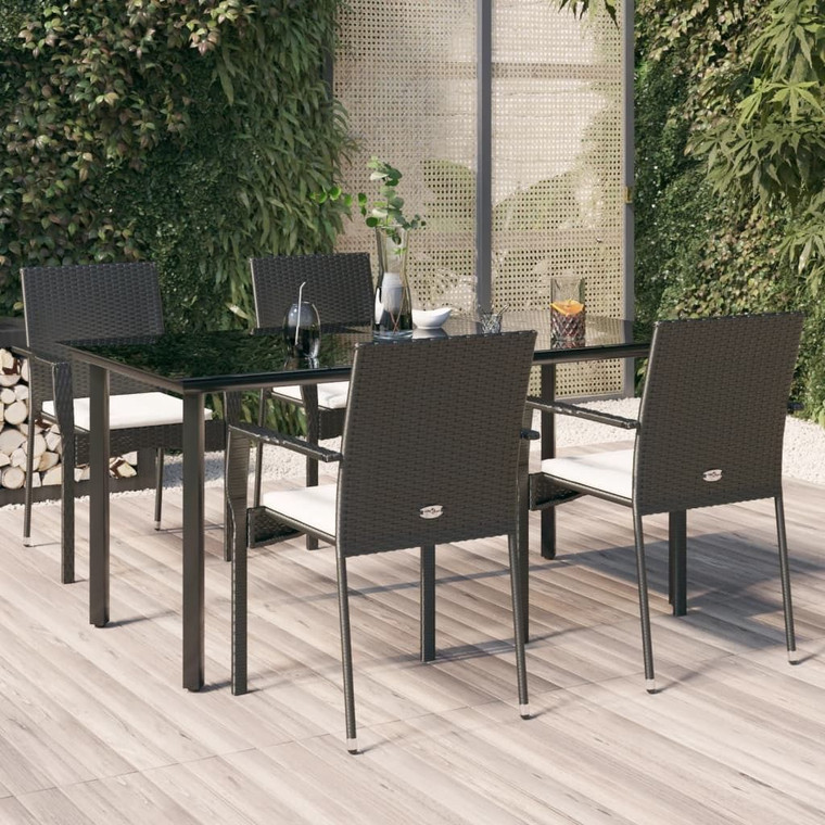 Garden Dining Set Black, Cream White A949-3185134