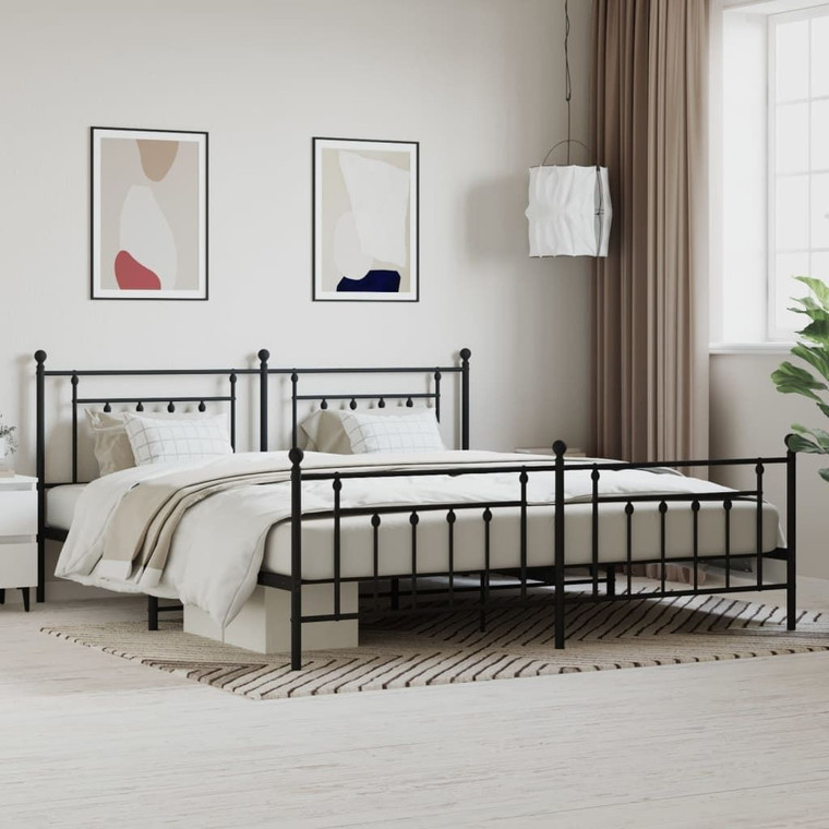 Bed Frame Black Steel Full Bed Frame Rectangular Industrial A949-353561