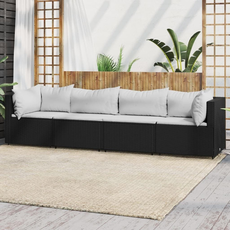 Patio Lounge Set Black, White (Cushions) A949-319736