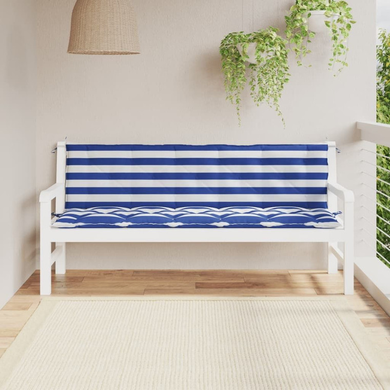 Garden Bench Cushion Set of 2 Blue and White Stripes A949-361728