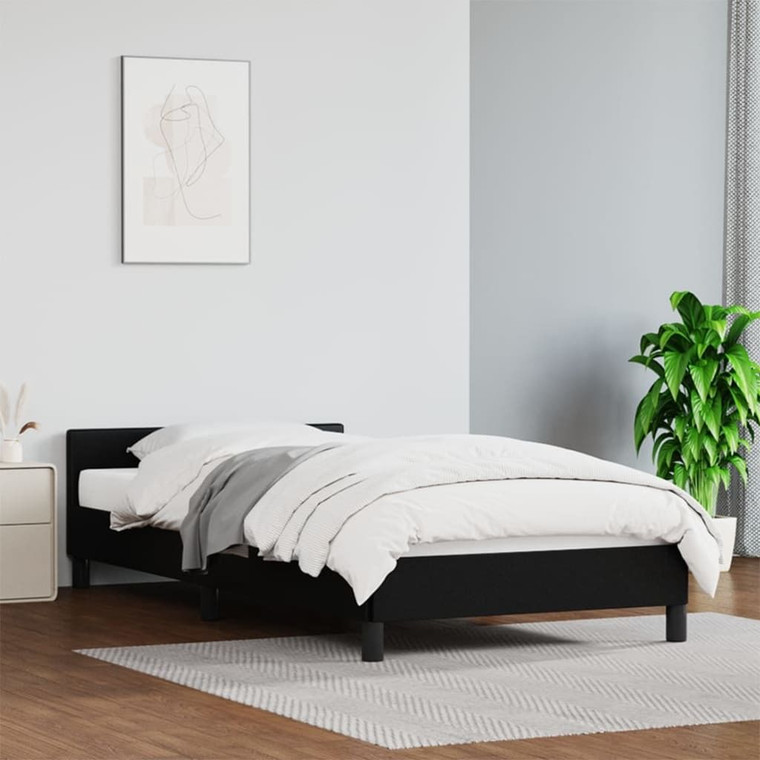 Bed Frame With Headboard Black Faux Leather Twin Bed Frame A949-347525