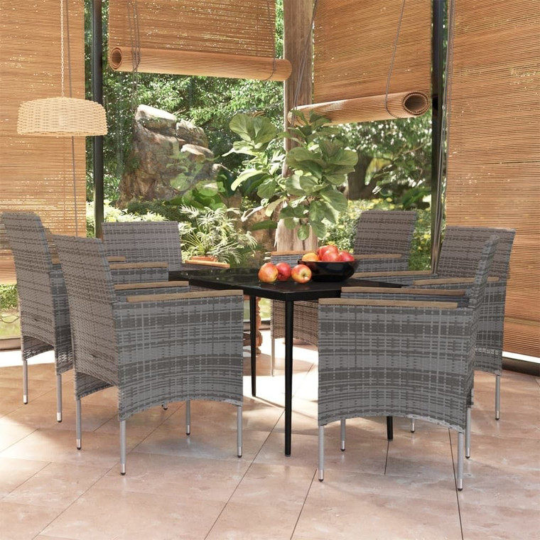 Garden Dining Set Grey and Black A949-3099350