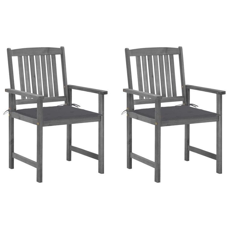 Garden Chair Set of 2 Grey Solid acacia wood Medium Durable A949-3061221
