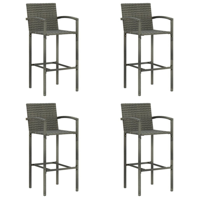 Bar Stool Set of 4 Grey PE rattan, powder-coated steel Medium A949-362585