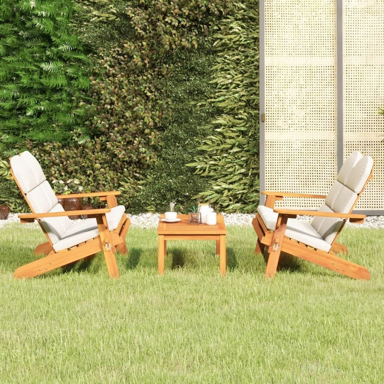 Garden Lounge Set Natural wood, Cream white A949-3152134