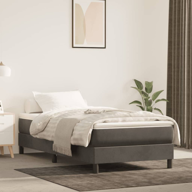 Bed Frame Dark Gray Velvet (100% polyester), plywood, engineered wood A949-3120797