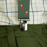 Jack Pyke Elasticated braces in green with red shotgun cartridge pattern