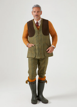 Alan Paine Rutland Tweed breeks in dark moss colour, men's country breeks in green check