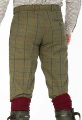 Alan Paine Rutland Tweed breeks in dark moss colour, men's country breeks in green check