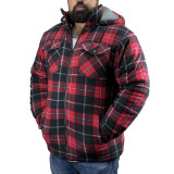 Game Richmond sherpa fleece lined shirt in Red check, men's fleece lined shirt with hood