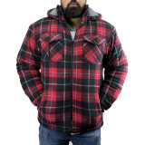Game Richmond sherpa fleece lined shirt in Red check, men's fleece lined shirt with hood