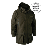 Deerhunter Pro Gamekeeper Jacket in Peat, waterproof and breathable long jacket with hood