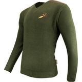 Jack Pyke Shooters Pullover in green, men's knitted jumper with pheasant embroidery for shooting