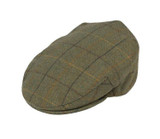 Alan Paine Rutland Tweed Cap in Dark Moss, men's tweed flat cap in green check