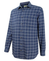 Hoggs of Fife Shetland Check Shirt in navy, men's 100% cotton country check shirt