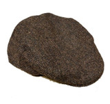 Heather Highland Harris tweed flat cap in brown and black