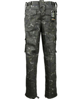 Kombat UK combat trousers in black camouflage, men's polycotton trousers