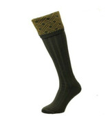 Bisley Langton Lattice Jacquard Shooting socks in dark olive in size 6-11