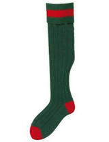 Bisley no.10 shooting socks in bottle green and red with wool content