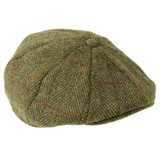 Heather Hats Arran Harris Tweed Baker Boy cap in olive gold