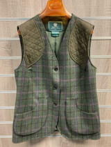 Beretta ladies St James tweed waistcoat in green plaid GD931