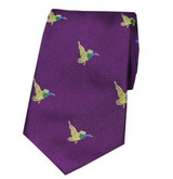 Soprano Silk Tie in purple with flying ducks pattern