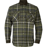 Harkila Pajala Shirt in Olive Check, men's flannel cotton shirt in green country check pattern