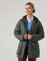 Alan Paine ladies Combrook tweed shooting coat in Spruce, women's country shooting jacket