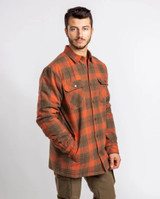 Pinewood Finnveden Check Padded Overshirt 5008, a country check warm shirt in orange and green