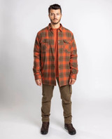 Pinewood Finnveden Check Padded Overshirt 5008, a country check warm shirt in orange and green