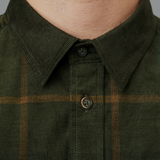 Harkila Kaldfjord Corduroy Check shirt in willow green, men's country check shooting shirt