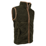 Jack Pyke children's sherpa fleece gilet in dark green, junior deep pile fleece bodywarmer