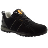 Men's safety trainers in black suede with steel toe cap
