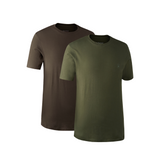 Deerhunter 2 pack short sleeve T-shirts in green and brown