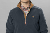 Harkila Sandhem 200 Fleece Pullover. Men's warm mid layer fleece in navy.