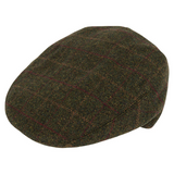 Jack Pyke Wool blend flat cap, Dark Olive check pattern.