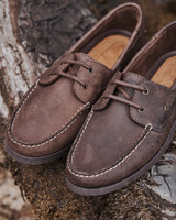 Hoggs Of Fife Men's Mull deck show. Men's leather/nubuck shoe Moccasin style in navy.