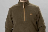 Harkila men's Sandhem 200 fleece pullover. Men's half zip pullover in Willow Green.