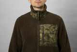 Seeland men's Zephyr Camo fleece jacket, teddy fleece jacket in grizzly brown with camo pocket.