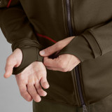 Harkila men's Scandinavian fleece jacket Willow Green / Shadow Brown. full zip, breathable jacket.