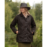 Walker & Hawkes Ladies Victoria Wax Jacket in Brown, women's wax country jacket