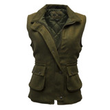 Walker & Hawkes Ladies Derby Tweed Bayston Gilet in Dark Sage, women's tweed waistcoat