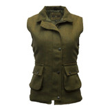 Walker & Hawkes Ladies Derby Tweed Bayston Gilet in Dark Sage, women's tweed waistcoat