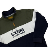 Game Countrywear Pullover in block colours green, white and navy