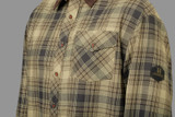 Harkila Driven Hunt flannel shirt in Light Teak check, 10% wool blend and temperature regulating.